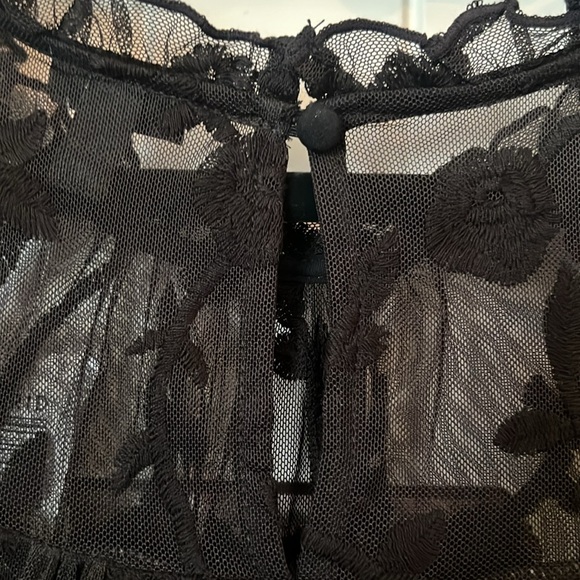 Torrid Black Embroidered Mesh Mock Neck Top - Picture 5 of 10